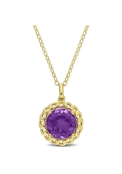 Best reviews of ❤️ 2.25 ct. t.g.w. African Amethyst Halo Link Pendant with Chain in Yellow Plated Sterling Silver by Belk & Co. 🔥 -DealsBelk & Co. Store Belk 18341