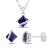 Brand new 😉 Lab Created 2-Piece Set of 4 ct. t.g.w. Created Blue Sapphire Wave Stud Earrings and Pendant with Chain in Sterling Silver by Belk & Co. 🤩