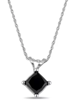 Brand new 💯 1 ct. t.w. Black Diamond Princess Cut Solitaire Pendant with Chain in 10k White Gold by Belk & Co. 🌟 -DealsBelk & Co. Store Belk 18371