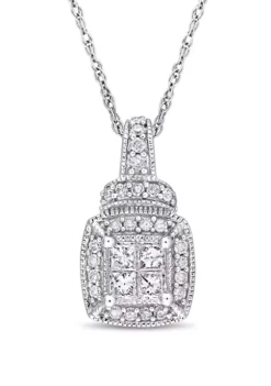 Best reviews of ⭐ 1/3 ct. t.w. Princess and Round Diamond Cluster Necklace in 10k White Gold by Belk & Co. ⌛