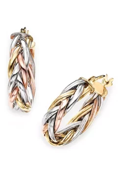 Wholesale 🥰 Gold Tricolor Braided Hoop Earrings by Belk & Co. 😉