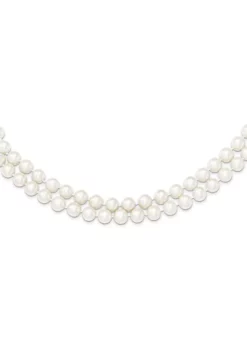 Top 10 😉 Sterling Silver Rhodium 7.5-8.5mm White Freshwater Cultured Pearl 2-Strand Necklace by Belk & Co. ❤️