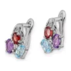 Deals 🎁 1.3 ct. t.w. Swiss Blue Topaz, Amethyst, Garnet and White Topaz Hinged Earrings in Rhodium-Plated Sterling Silver by Belk & Co. 🤩
