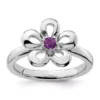 Outlet 🥰 1/10 ct. t.w. Amethyst Polished Stackable Expressions Flower Ring in Sterling Silver by Belk & Co. 👏