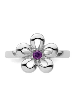 Outlet 🥰 1/10 ct. t.w. Amethyst Polished Stackable Expressions Flower Ring in Sterling Silver by Belk & Co. 👏 -DealsBelk & Co. Store Belk 18478