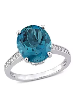 Best Pirce 🌟 5.07 ct. t.g.w. London Blue Topaz and 1/4 ct. t.w. Diamond Cocktail Ring in 14K White Gold by Belk & Co. 💯 -DealsBelk & Co. Store Belk 18488