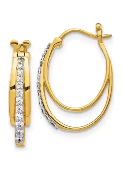 Best Pirce ⭐ 1/5 ct. t.w. Diamond Hoop Earrings in 14K Yellow Gold by Belk & Co. ✔️