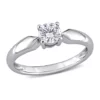 Cheapest 🛒 Lab Created 1/2 ct. t.w. Moissanite Solitaire Pinched Band Engagement Ring in 14k White Gold by Belk & Co. ✔️