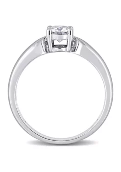 Cheapest 🛒 Lab Created 1/2 ct. t.w. Moissanite Solitaire Pinched Band Engagement Ring in 14k White Gold by Belk & Co. ✔️ -DealsBelk & Co. Store Belk 18505