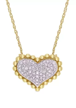Buy 👏 1/4 ct. t.w. Diamond Clustered Heart Necklace in 10k Yellow Gold by Belk & Co. 😀