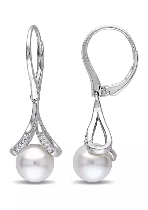 Best deal ๐ฏ 8 - 8.5 MM Cultured Freshwater Pearl and Diamond Leverback Earrings in Sterling Silver by Belk & Co. ๐ 5 Best deal ๐ฏ 8 - 8.5 MM Cultured Freshwater Pearl and Diamond Leverback Earrings in Sterling Silver by Belk & Co. ๐ - Image 5