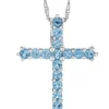 Hot Sale 👏 Sterling Silver Blue Topaz Cross Pendant Necklace by Belk & Co. ⌛