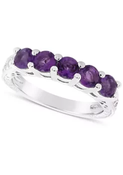 Promo 😍 Sterling Silver 4mm Round 5-Stone Amethyst Ring by Belk & Co. 🔔
