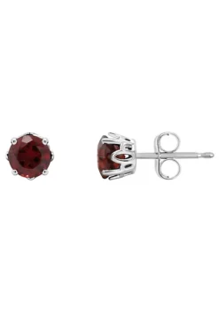 Buy ๐ Sterling Silver 5mm Round Garnet Stud Earrings by Belk & Co. ๐คฉ