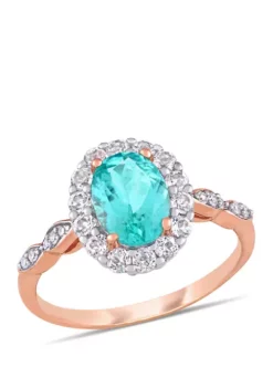 Hot Sale ❤️ 1.25 ct. t.w. Apatite, 5/8 ct. t.w. White Topaz and 1/10 ct. t.w. Diamond Accent Halo Vintage Ring in 14k Rose Gold by Belk & Co. ❤️ -DealsBelk & Co. Store Belk 18559