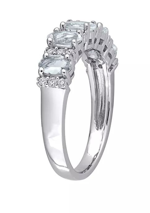 Outlet โ๏ธ 1.25 ct. t.w Aquamarine and 1/6 ct. t.w Diamond Semi Eternity Ring in 14K White Gold by Belk & Co. ๐ฏ 2 Outlet โ๏ธ 1.25 ct. t.w Aquamarine and 1/6 ct. t.w Diamond Semi Eternity Ring in 14K White Gold by Belk & Co. ๐ฏ - Image 2