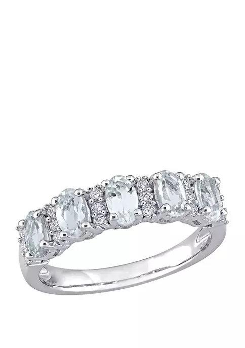 Outlet โ๏ธ 1.25 ct. t.w Aquamarine and 1/6 ct. t.w Diamond Semi Eternity Ring in 14K White Gold by Belk & Co. ๐ฏ 5 Outlet โ๏ธ 1.25 ct. t.w Aquamarine and 1/6 ct. t.w Diamond Semi Eternity Ring in 14K White Gold by Belk & Co. ๐ฏ - Image 5