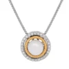 Best deal 😀 Sterling Silver 14K Yellow Gold Diamond & Pearl Pendant Necklace by Belk & Co. 🔔