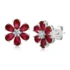 Hot Sale ✨ Created Ruby Flower Stud Earrings in 925 Sterling Silver by Belk & Co. ⌛