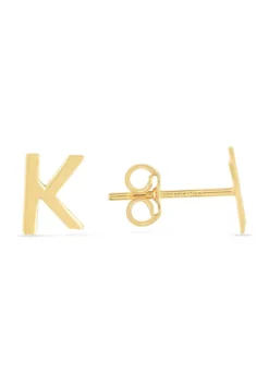 Wholesale 🧨 14KY Yellow Gold Initial-K Post Earring by Belk & Co. 🎁