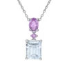 Best deal 🎁 3 ct. t.w. Ice Aquamarine and 4/5 ct. t.w. Amethyst Two-Tier Drop Pendant with Chain in Sterling Silver by Belk & Co. ⭐