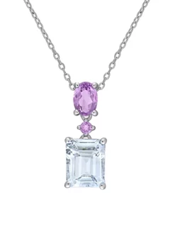 Best deal 🎁 3 ct. t.w. Ice Aquamarine and 4/5 ct. t.w. Amethyst Two-Tier Drop Pendant with Chain in Sterling Silver by Belk & Co. ⭐ -DealsBelk & Co. Store Belk 18645