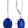 Promo 🎉 Sterling Silver Oval Created Blue Sapphire Dangle Earrings by Belk & Co. 🔥