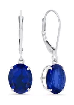 Promo 🎉 Sterling Silver Oval Created Blue Sapphire Dangle Earrings by Belk & Co. 🔥