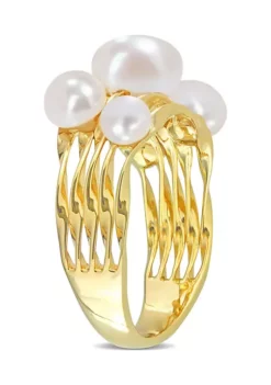 Cheapest 🌟 Freshwater Cultured Pearl Coil Ring in Yellow Plated Sterling Silver by Belk & Co. 🔥 -DealsBelk & Co. Store Belk 18658