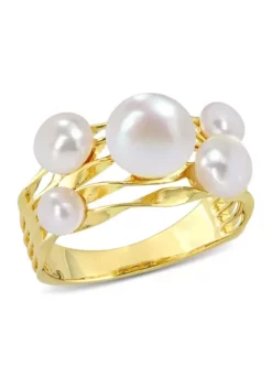 Cheapest 🌟 Freshwater Cultured Pearl Coil Ring in Yellow Plated Sterling Silver by Belk & Co. 🔥 -DealsBelk & Co. Store Belk 18659