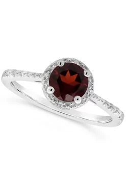 Promo ❤️ Sterling Silver 6mm Round Garnet Diamond Accent Halo Ring by Belk & Co. 🔥 -DealsBelk & Co. Store Belk 18667