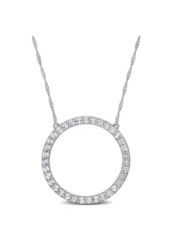 Deals ❤️ 1.57 ct. t.g.w. White Topaz Open Circle Pendant with Chain in 10K White Gold by Belk & Co. 🎁 -DealsBelk & Co. Store Belk 18683