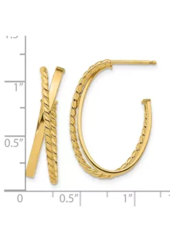 Cheap ⭐ 14K Yellow Gold Polished and Twist J-Hoop Post Earrings by Belk & Co. 🧨 -DealsBelk & Co. Store Belk 18691