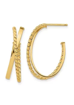 Cheap ⭐ 14K Yellow Gold Polished and Twist J-Hoop Post Earrings by Belk & Co. 🧨 -DealsBelk & Co. Store Belk 18693
