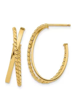 Cheap ⭐ 14K Yellow Gold Polished and Twist J-Hoop Post Earrings by Belk & Co. 🧨 -DealsBelk & Co. Store Belk 18694