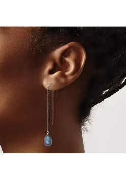 Deals 🥰 14K White Gold 7-8mm Black Teardrop Freshwater Cultured Pearl Threader Earrings by Belk & Co. ✔️ -DealsBelk & Co. Store Belk 18695