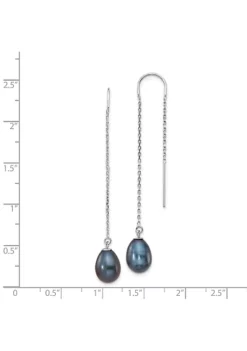 Deals 🥰 14K White Gold 7-8mm Black Teardrop Freshwater Cultured Pearl Threader Earrings by Belk & Co. ✔️ -DealsBelk & Co. Store Belk 18696