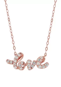 Best deal ❤️ White Sapphire Love Pendant Necklace in 10K Rose Gold by Belk & Co. ❤️