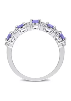 Best Sale 👏 Tanzanite and White Topaz Semi Eternity Ring in Sterling Silver by Belk & Co. 👍 -DealsBelk & Co. Store Belk 18709