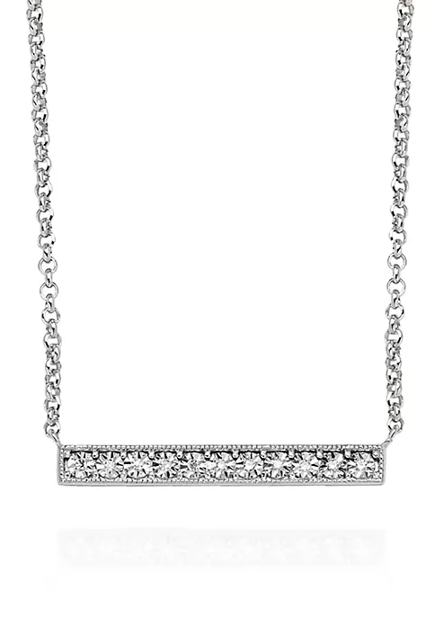Budget ⌛ 0.04 ct. t.w. Diamond Bar Pendant in Sterling Silver by Belk & Co. 💯 2 Budget ⌛ 0.04 ct. t.w. Diamond Bar Pendant in Sterling Silver by Belk & Co. 💯 - Image 2
