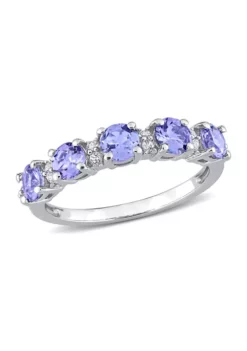 Best Sale 👏 Tanzanite and White Topaz Semi Eternity Ring in Sterling Silver by Belk & Co. 👍 -DealsBelk & Co. Store Belk 18712