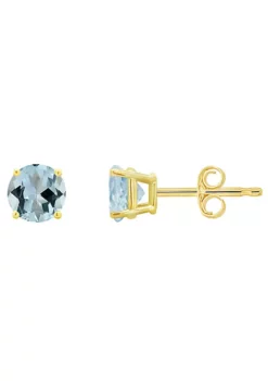 Flash Sale 🎁 14K Gold 5mm Round Aquamarine Stud Earrings by Belk & Co. ✔️ -DealsBelk & Co. Store Belk 18716