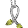 Outlet 👍 7/8 ct. t.w. Peridot and 1/10 ct. t.w. Diamond Necklace in Sterling Silver and 14K Gold True Two-Tone by Belk & Co. 😀