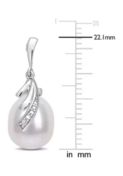 New ✨ 8-8.5mm Freshwater Cultured Pearl and Diamond Accent Feather Earrings in Sterling Silver by Belk & Co. ✨ -DealsBelk & Co. Store Belk 18724