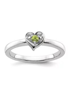 Best Pirce 💯 1/10 ct. t.w. Peridot Heart Stackable Expressions Ring in Sterling Silver by Belk & Co. 🛒