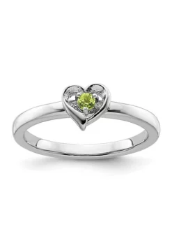 Best Pirce 💯 1/10 ct. t.w. Peridot Heart Stackable Expressions Ring in Sterling Silver by Belk & Co. 🛒 -DealsBelk & Co. Store Belk 18734
