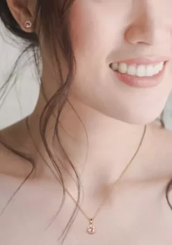 Top 10 👍 1.8 ct. t.w. Morganite and 1/6 ct. t.w. Diamond Halo Necklace and Stud Earrings Set in 10k Rose Gold by Belk & Co. 🔔 -DealsBelk & Co. Store Belk 18745