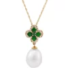 Top 10 ⭐ 9 ct. Pearl with 0.5 ct. t.w. Emerald and 1/10 ct. t.w. Diamond Pendant Necklace in 10K Yellow Gold by Belk & Co. 🛒