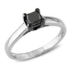 Discount 🎉 1/2 ct. t.w. Black Diamond Princess Cut Solitaire Ring in 10k White Gold by Belk & Co. ⌛