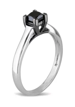 Discount 🎉 1/2 ct. t.w. Black Diamond Princess Cut Solitaire Ring in 10k White Gold by Belk & Co. ⌛ -DealsBelk & Co. Store Belk 18754